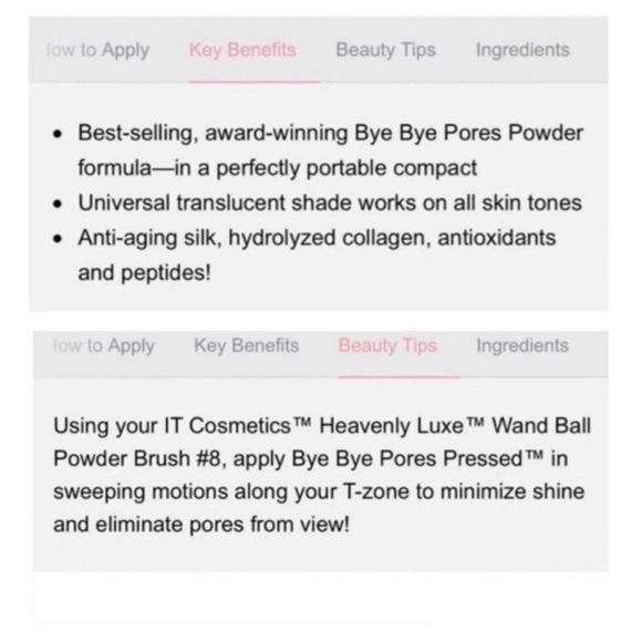 IT Translucent Bye Bye Pores Pressed Poreless Finish Airbrush Setting Powder - Picture 6 of 8